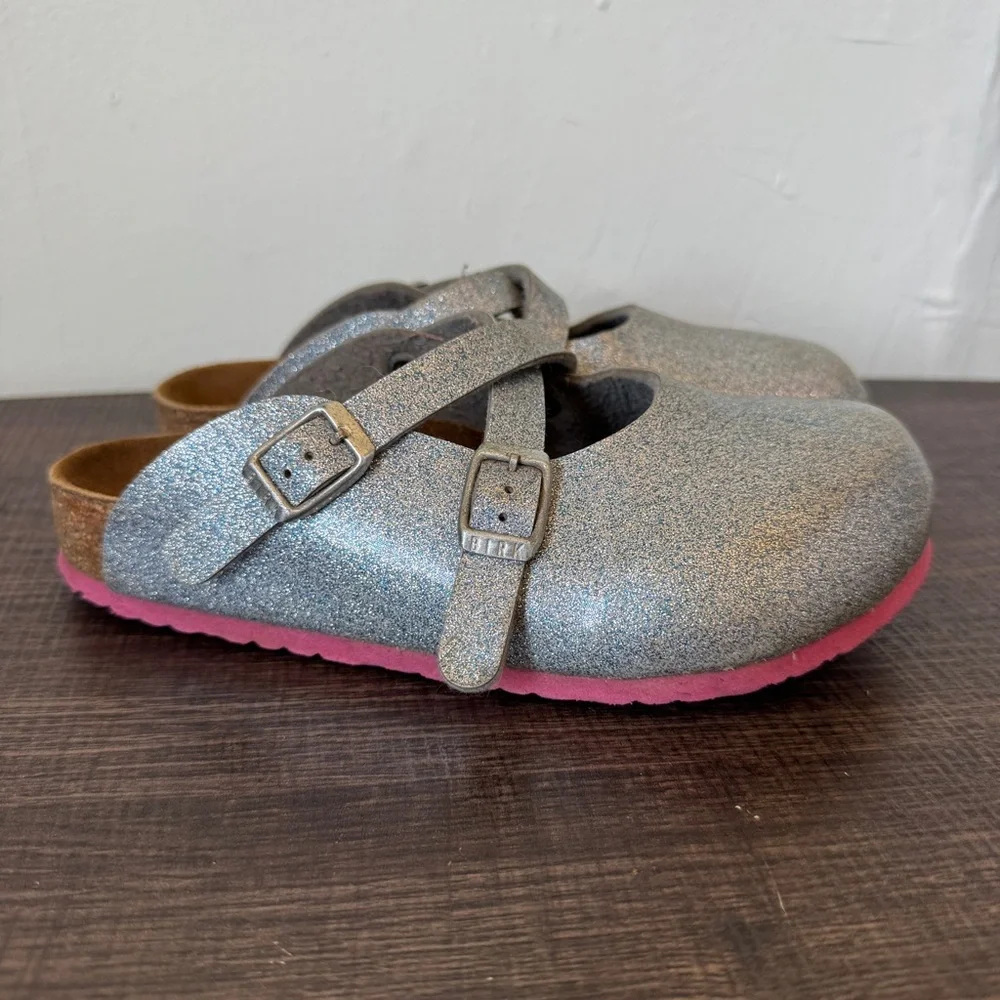 Birkenstock Dorian Clogs Silver Glittery Kids